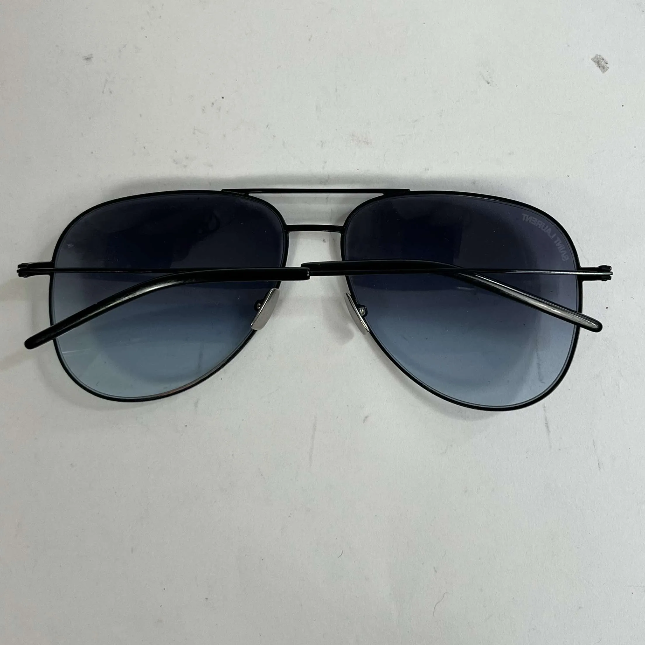 Saint Laurent Black & Grey Aviator Sunglasses