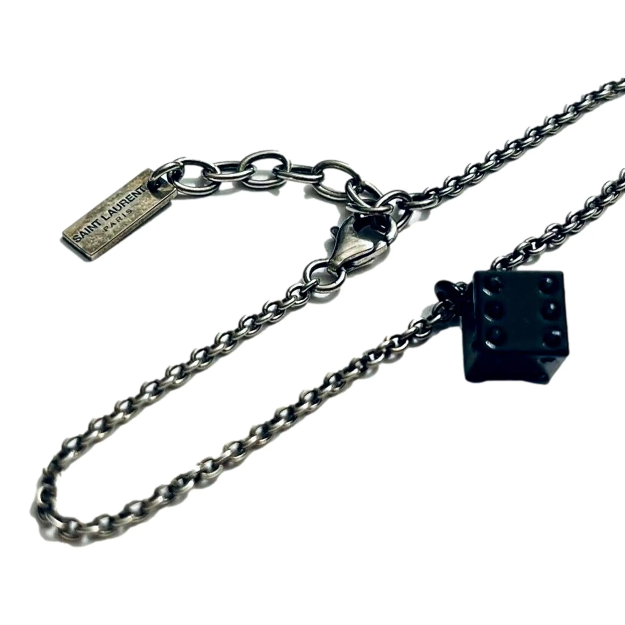 Saint Laurent Des Toile Viscose Radio Silver Black Chain Bracelet