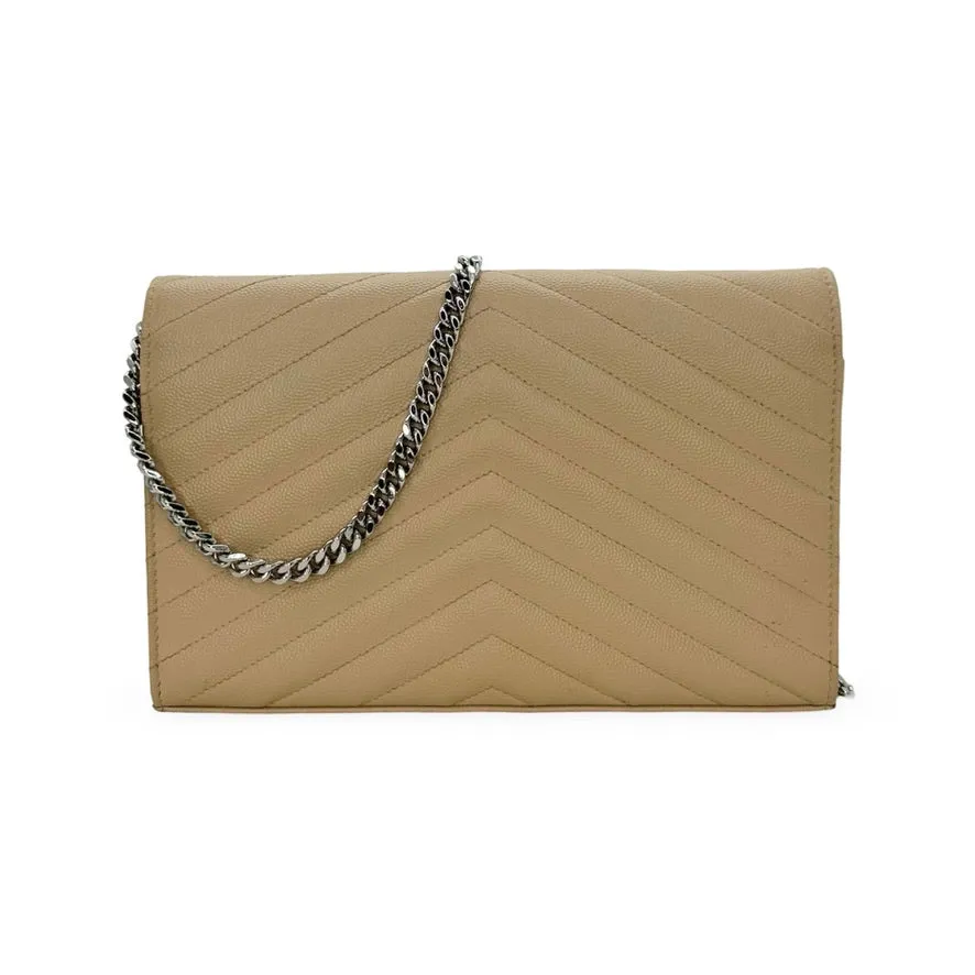 SAINT LAURENT: Grain de Poudre Classic Chain Wallet