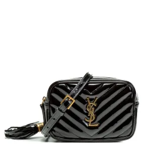 SAINT LAURENT Patent Leather Lou Belt Bag- Black