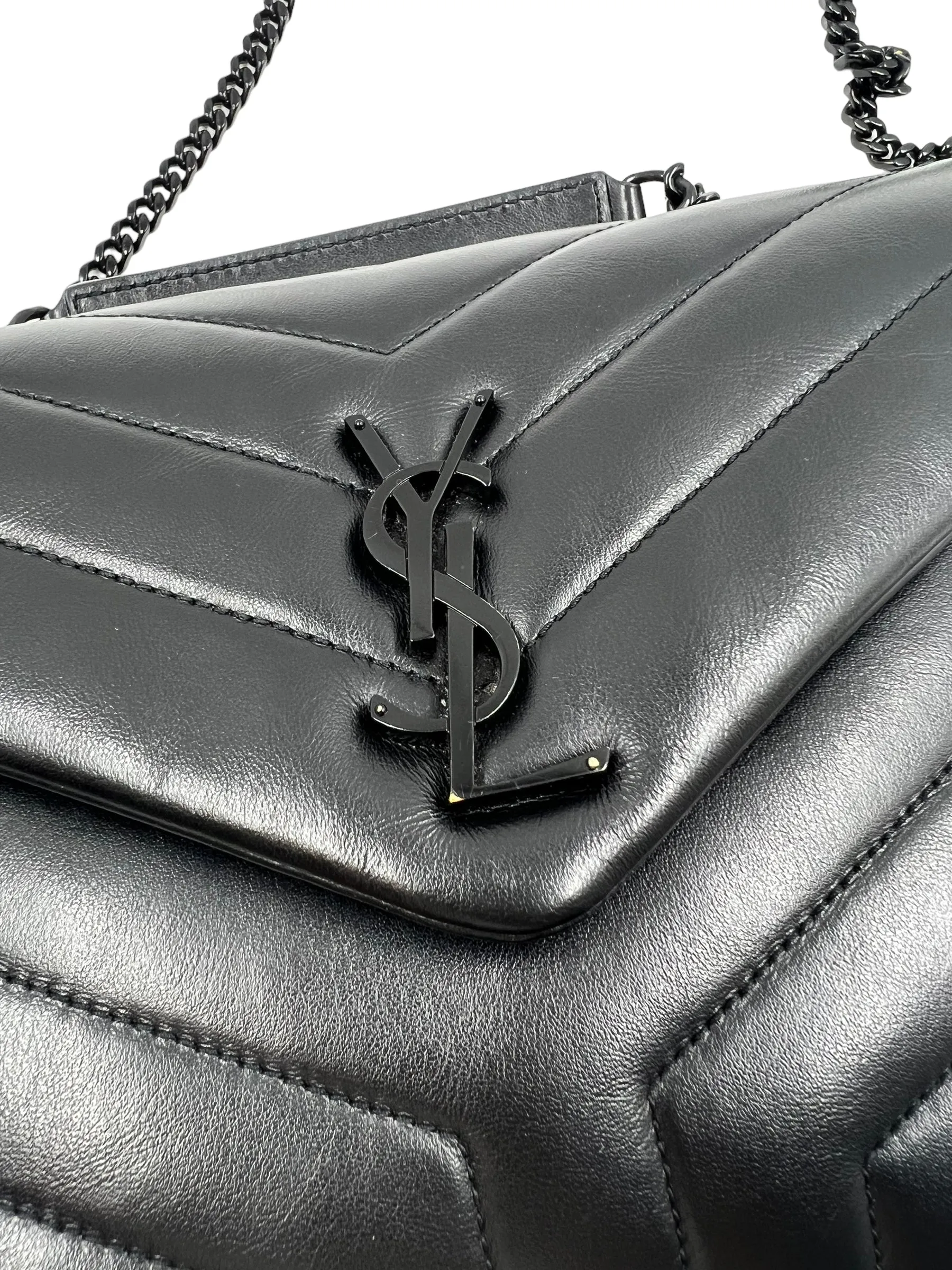 Saint Laurent YSL Black Small Loulou Chain Shoulder Bag