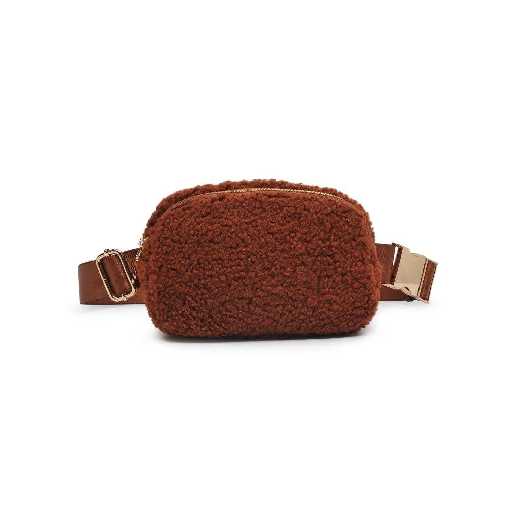 Santi Sherpa Shearling Belt Bag Fanny Pack: Black