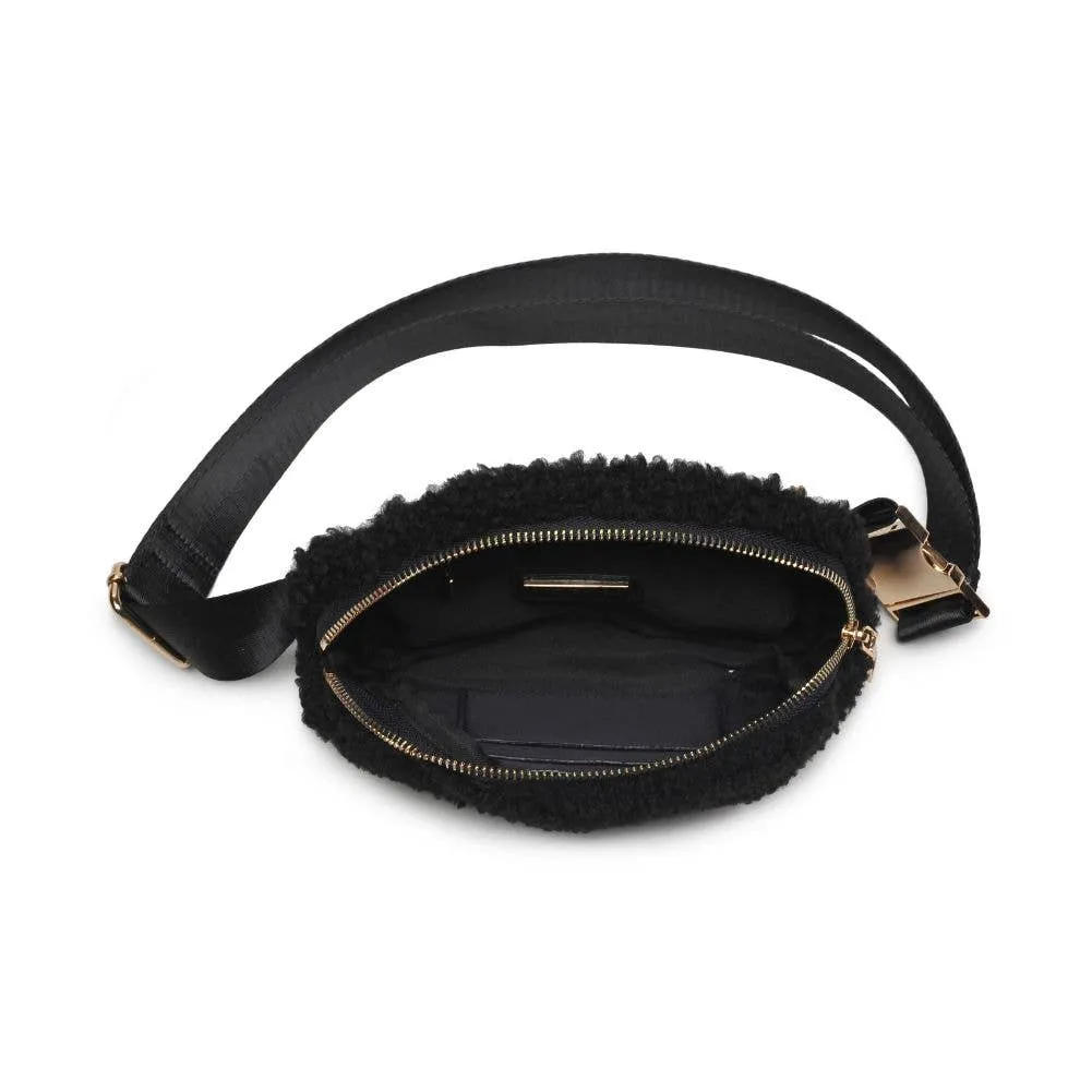 Santi Sherpa Shearling Belt Bag Fanny Pack: Black