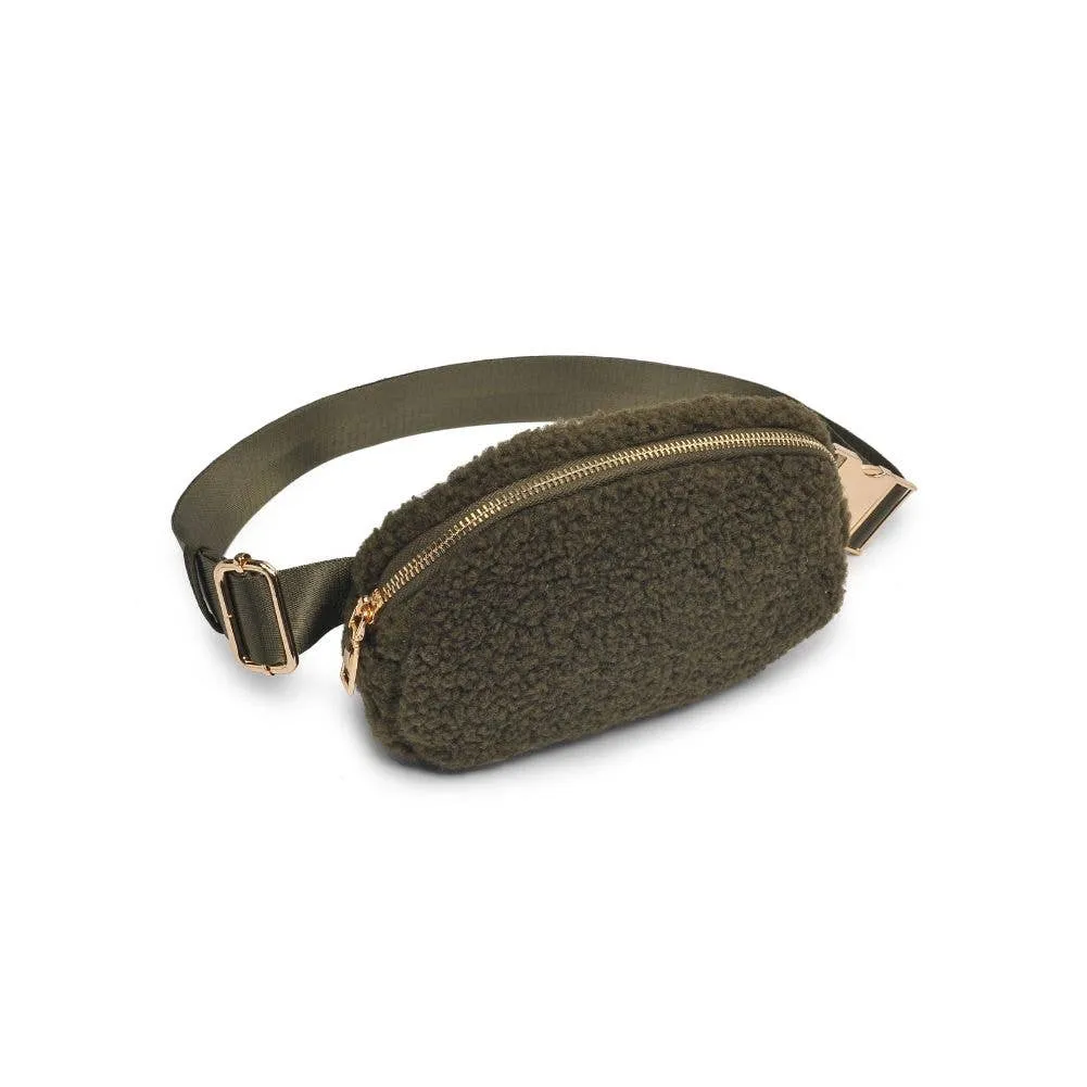 Santi Sherpa Shearling Belt Bag Fanny Pack: Black