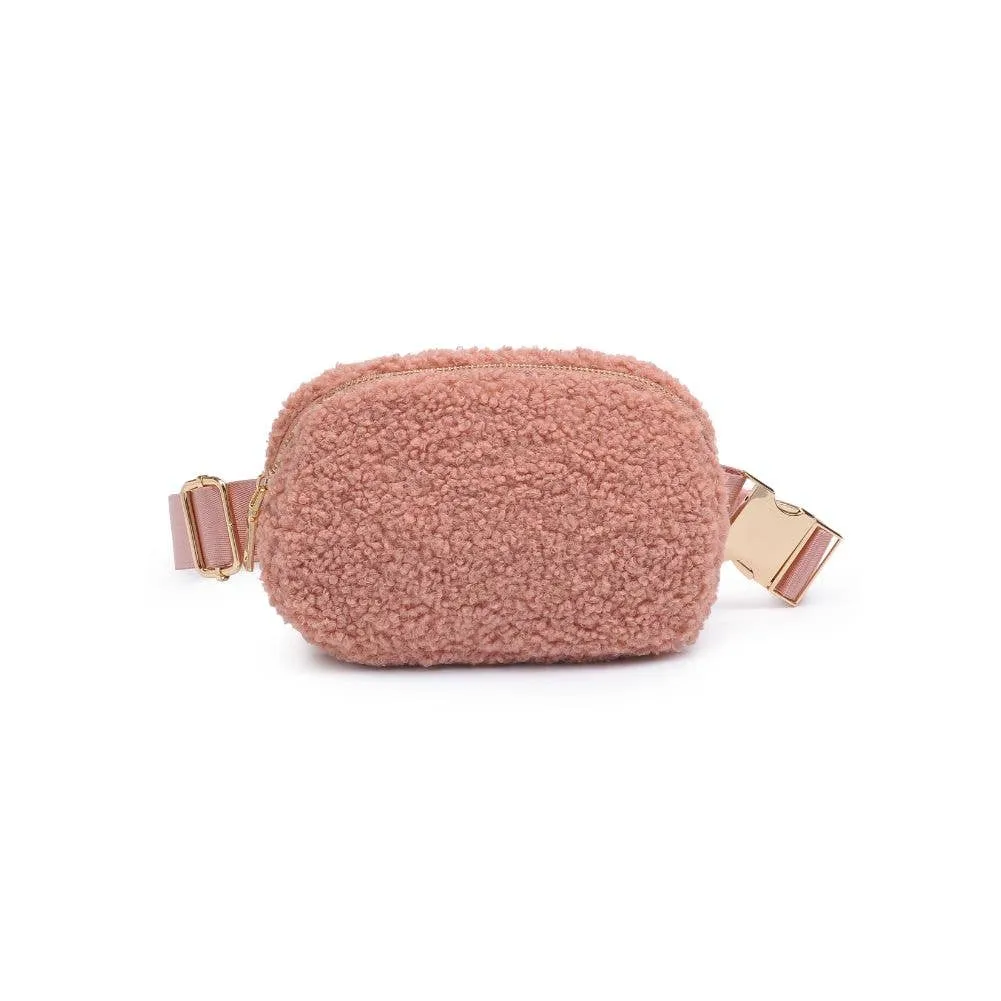 Santi Sherpa Shearling Belt Bag Fanny Pack: Black