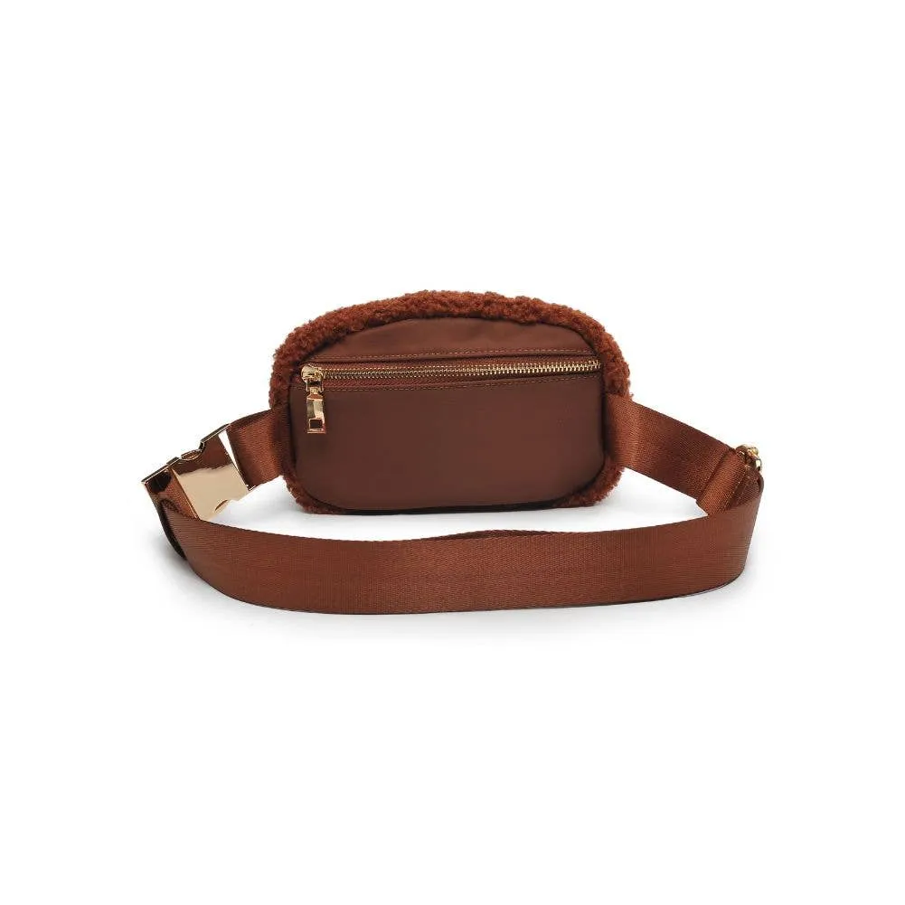 Santi Sherpa Shearling Belt Bag Fanny Pack: Black