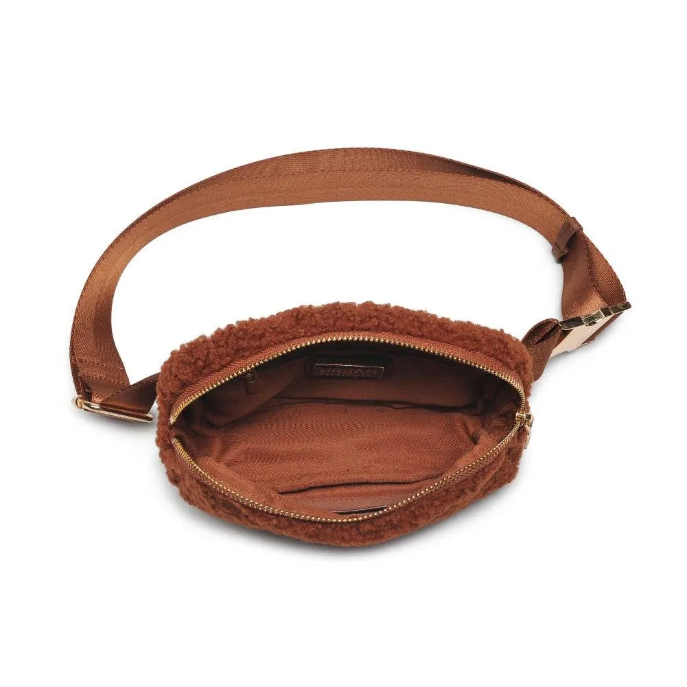 Santi Sherpa Shearling Belt Bag Fanny Pack: Black