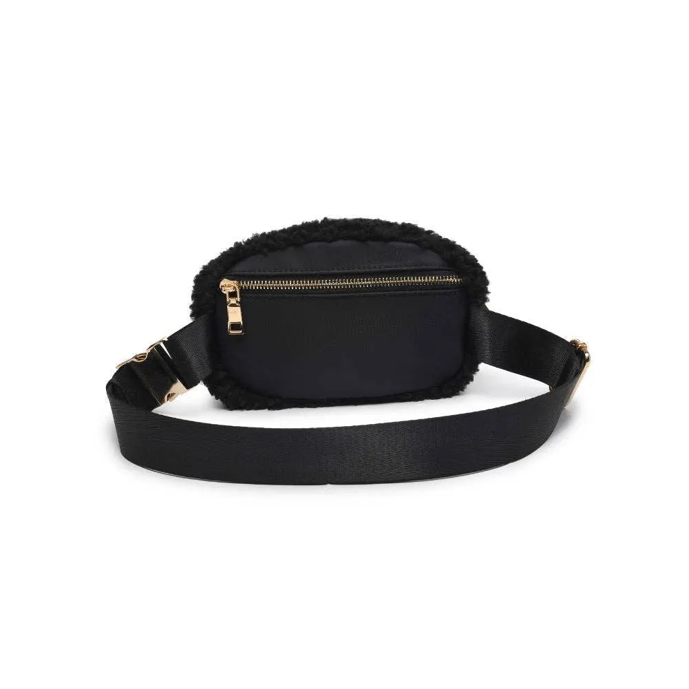 Santi Sherpa Shearling Belt Bag Fanny Pack: Black