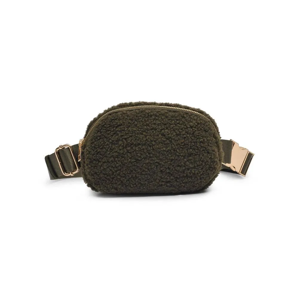 Santi Sherpa Shearling Belt Bag Fanny Pack: Black