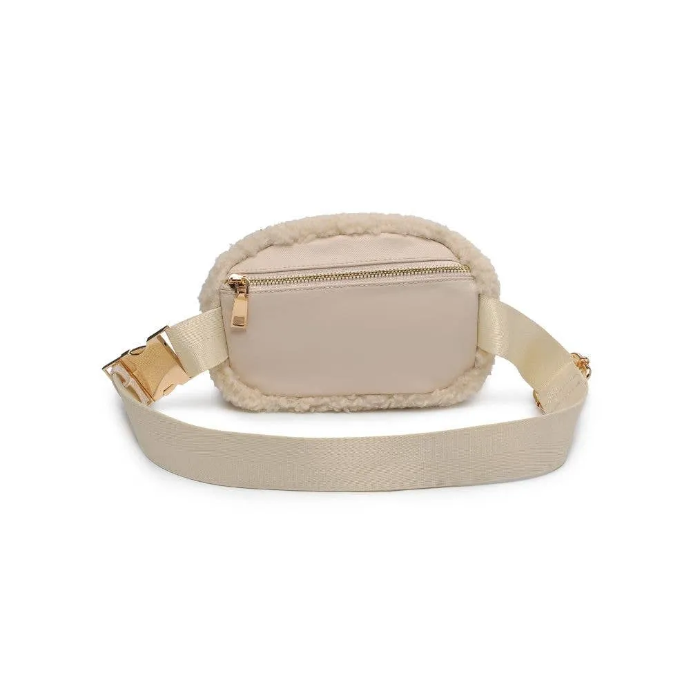 Santi Sherpa Shearling Belt Bag Fanny Pack: Black