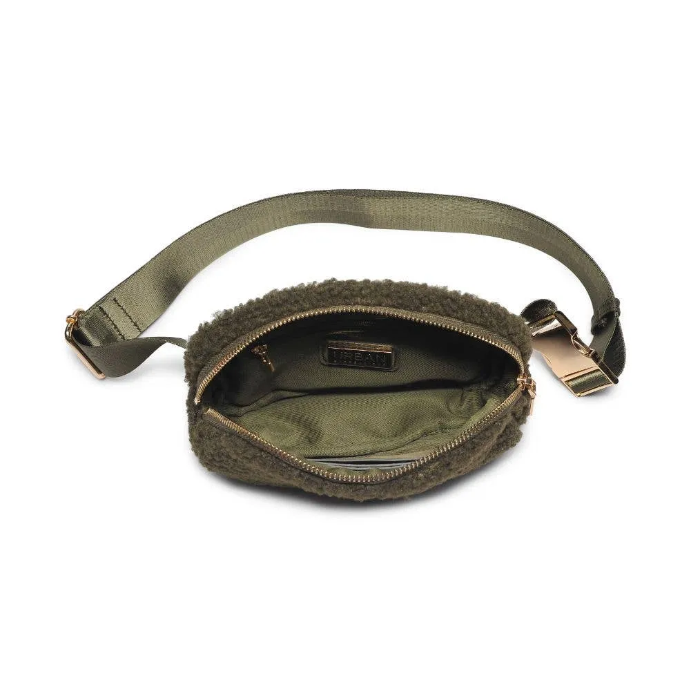 Santi Sherpa Shearling Belt Bag Fanny Pack: Black