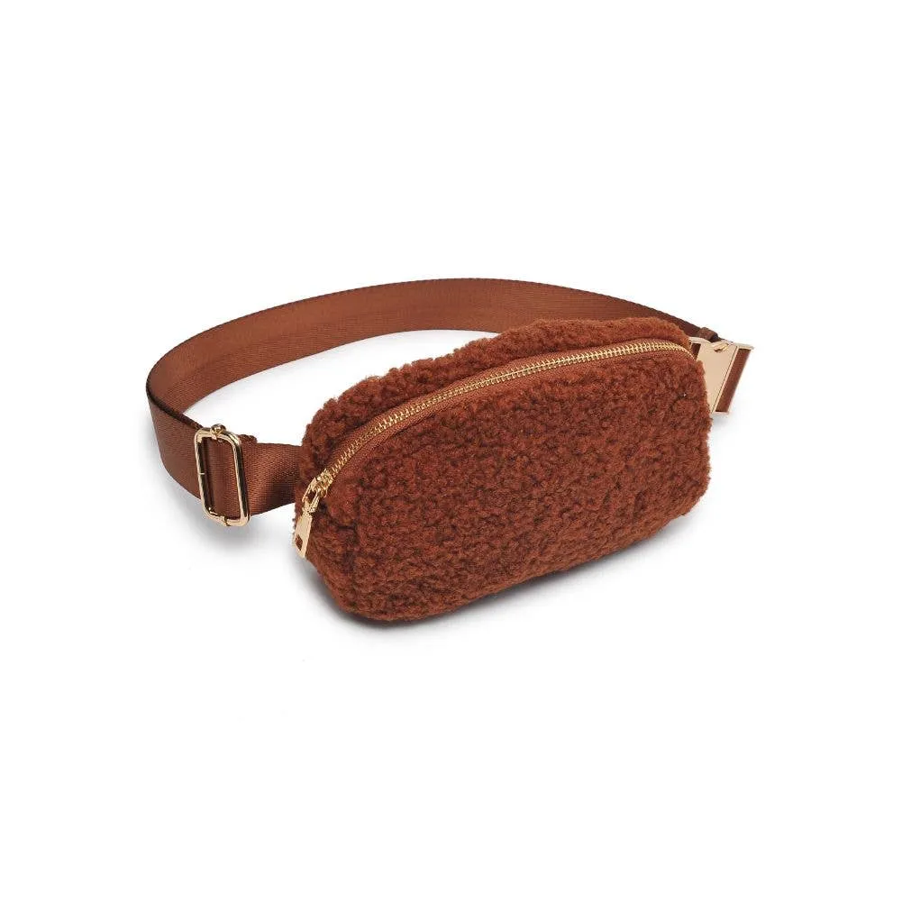 Santi Sherpa Shearling Belt Bag Fanny Pack: Black