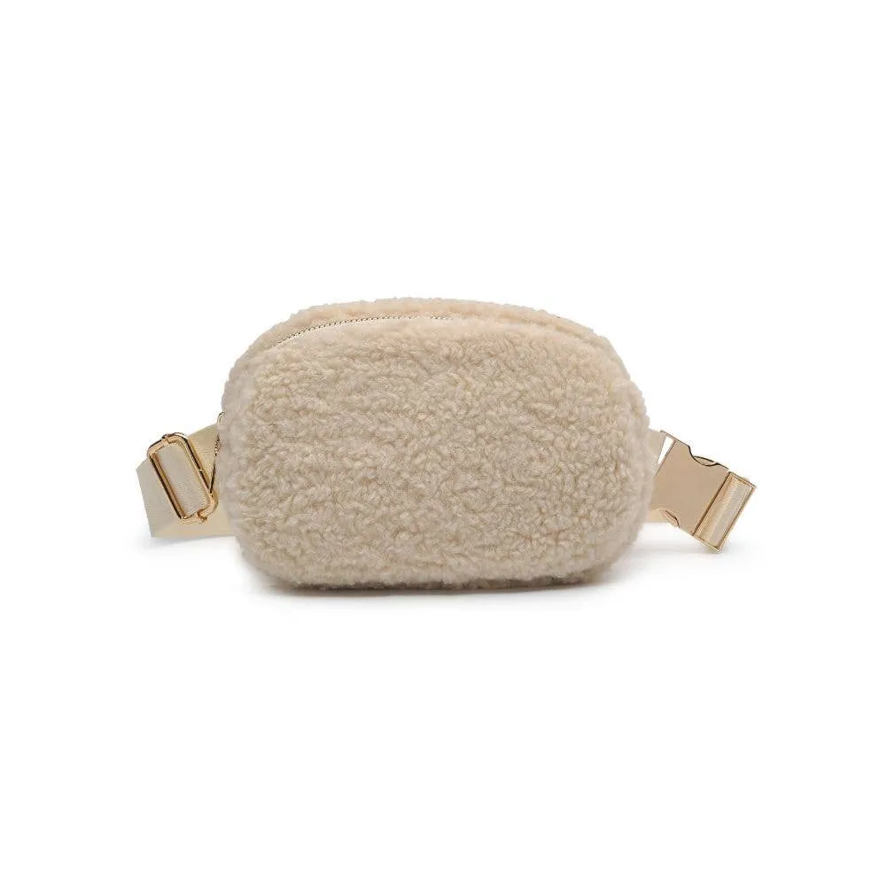 Santi Sherpa Shearling Belt Bag Fanny Pack: Black