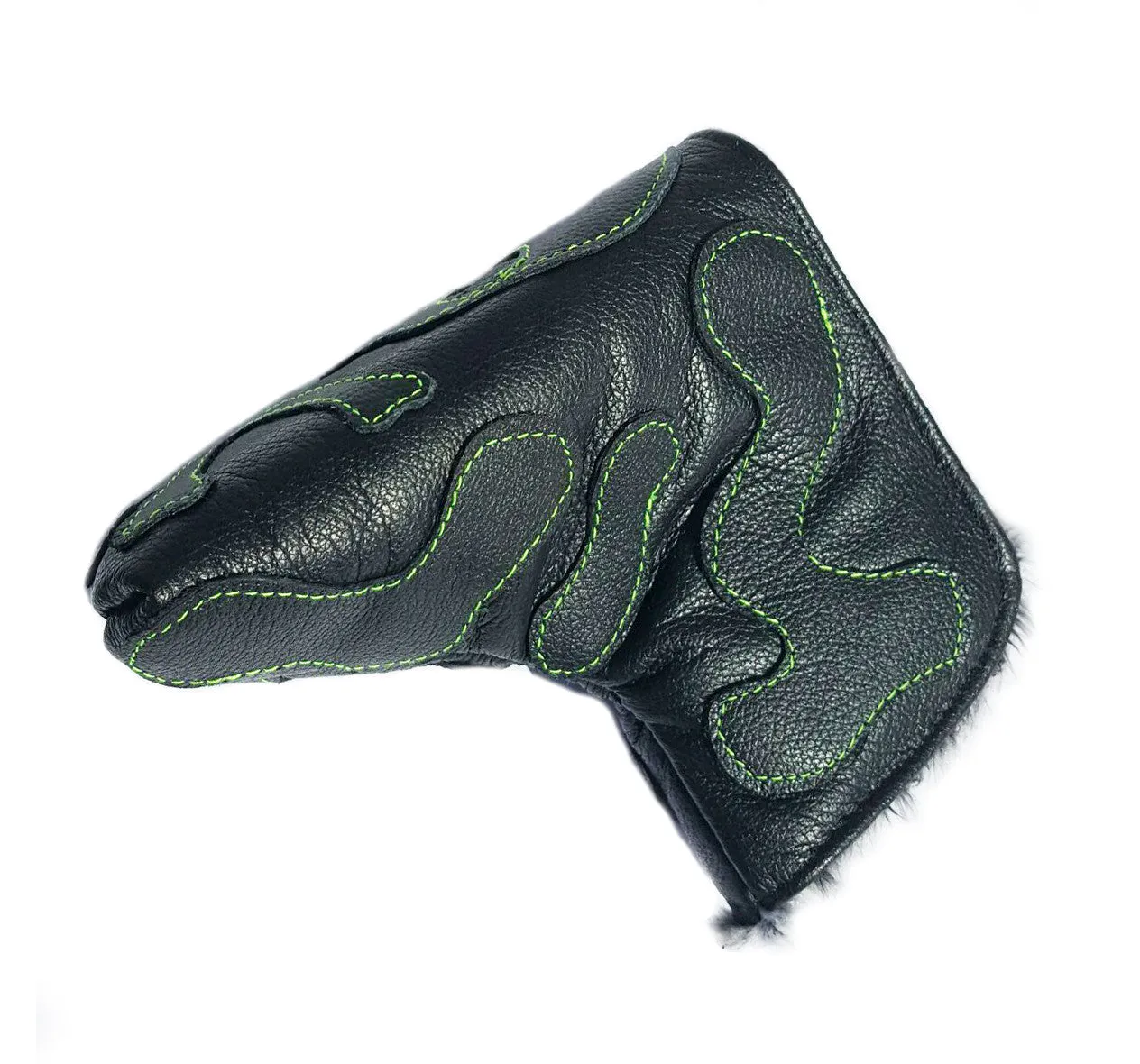 The Murdered Out Green Stitch Skull & Bones Camo Putter Cover