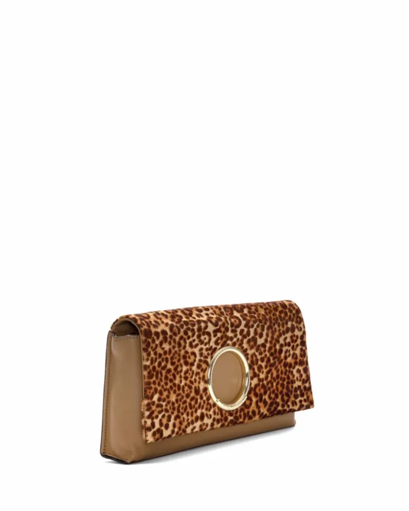 Vince Camuto Handbag KIMI CLUTCH NATURAL LEOP/HRCLF/MAT Y SHRKN