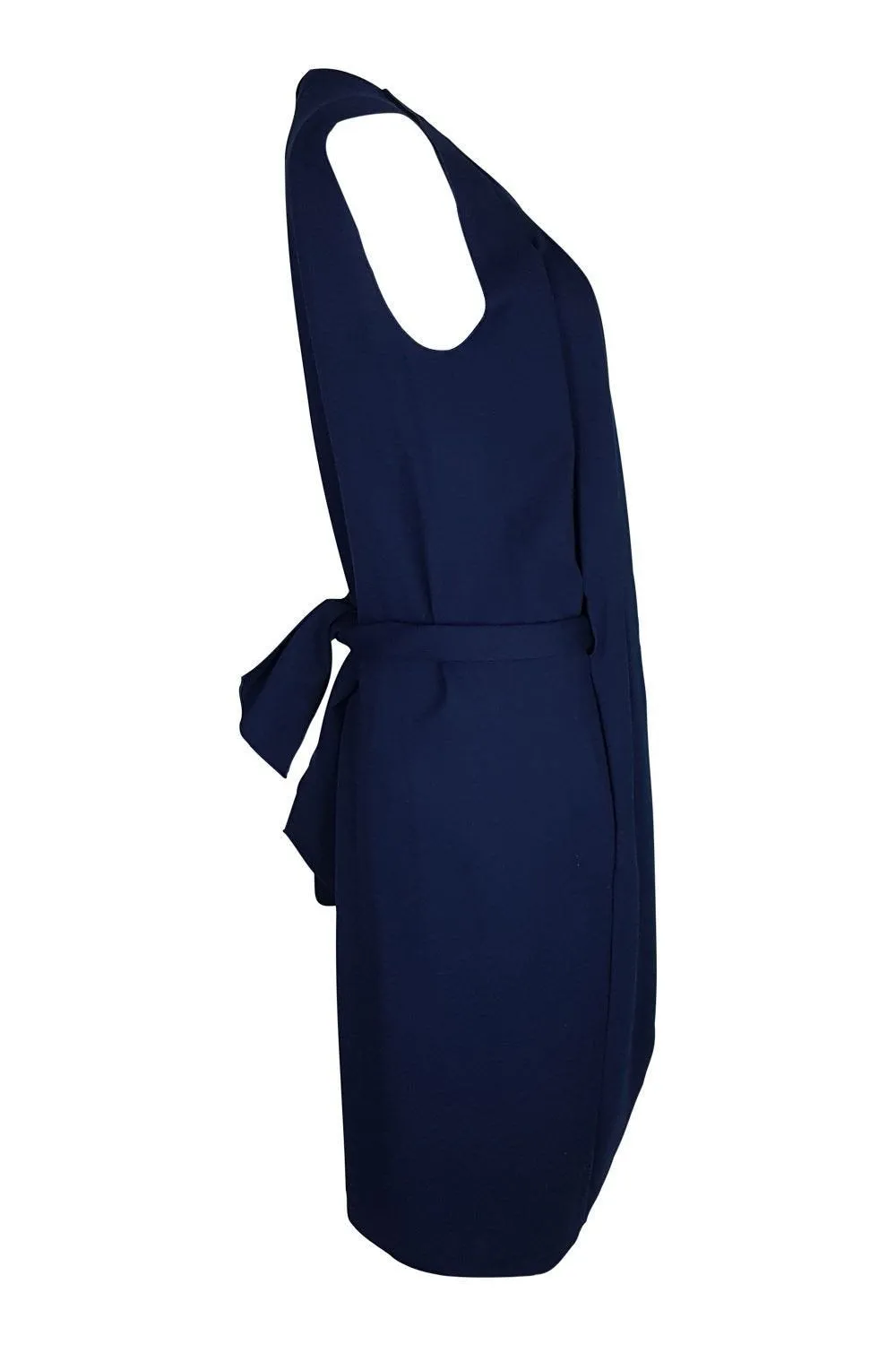 YVES SAINT LAURENT Navy Blue Pleated Front Dress (S)