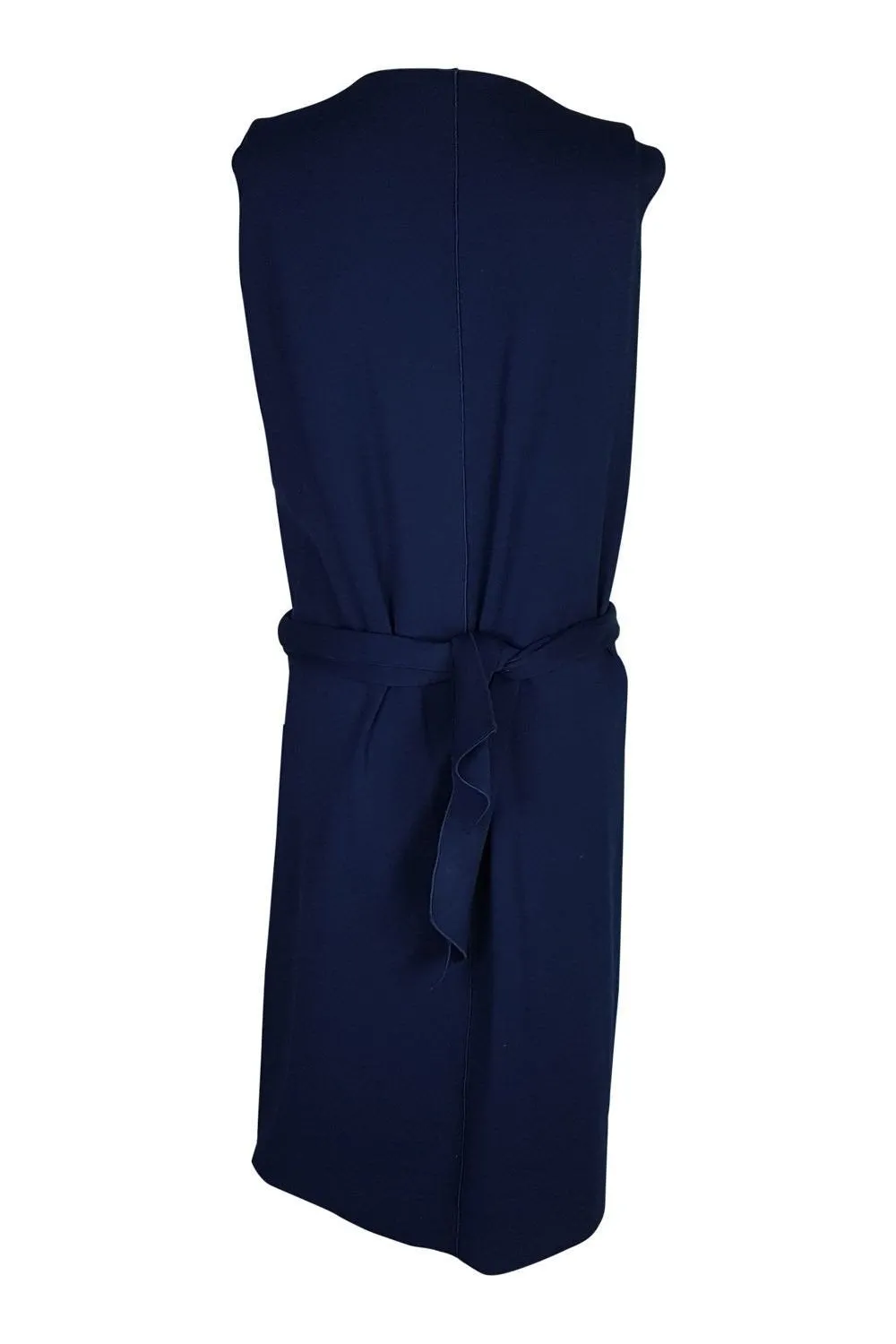 YVES SAINT LAURENT Navy Blue Pleated Front Dress (S)