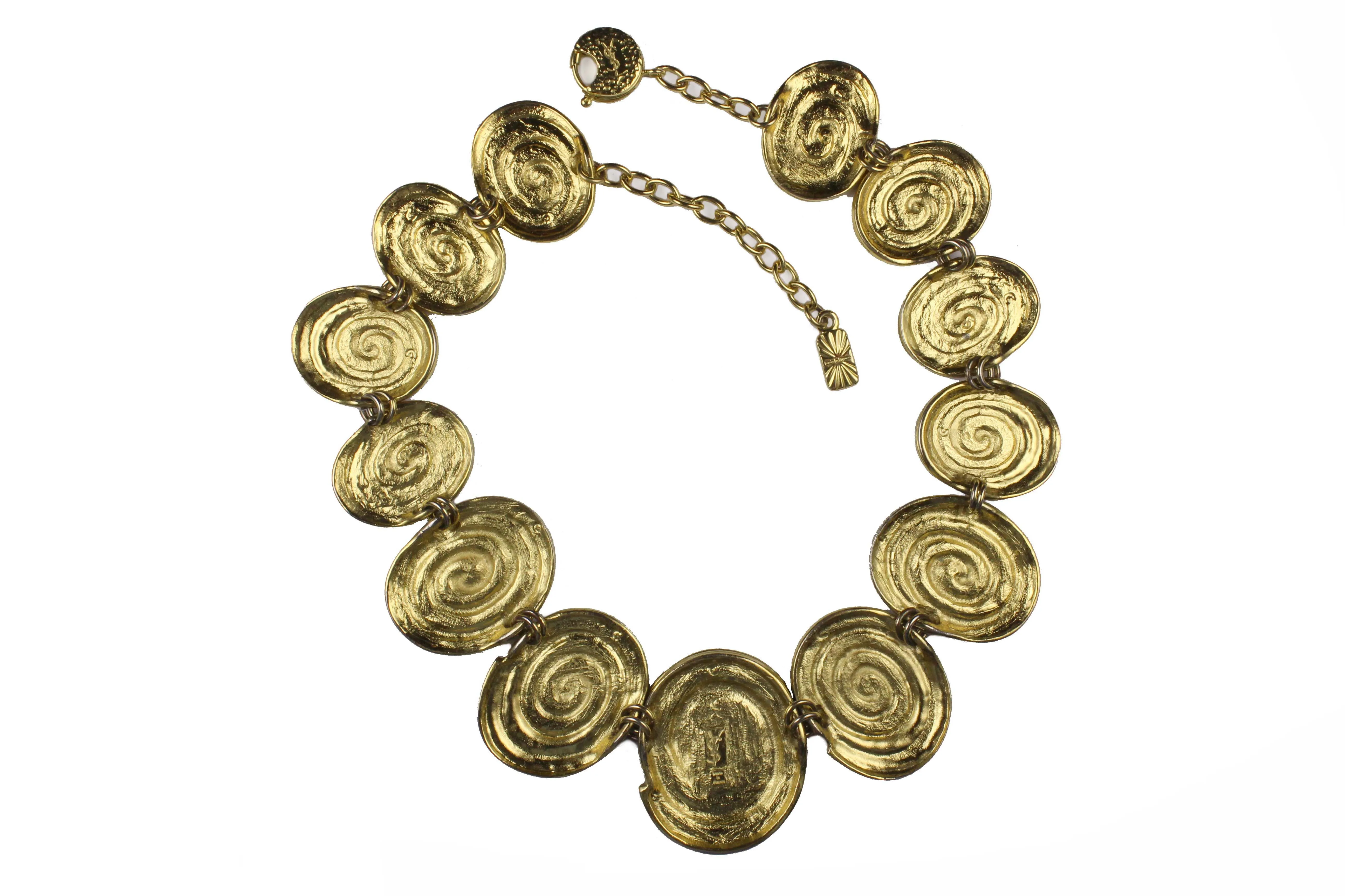 YVES SAINT LAURENT spiral oval medallions necklace