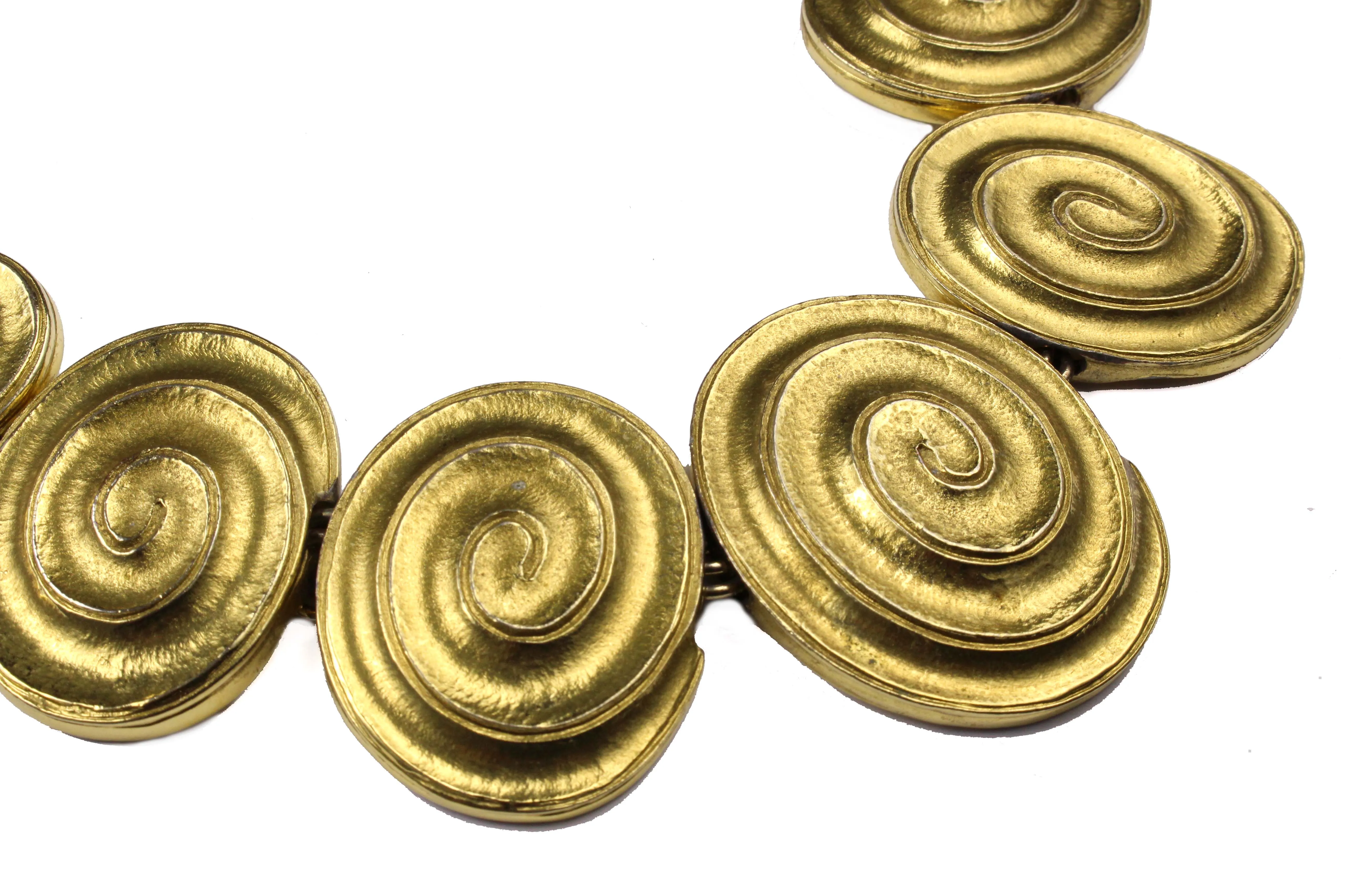 YVES SAINT LAURENT spiral oval medallions necklace